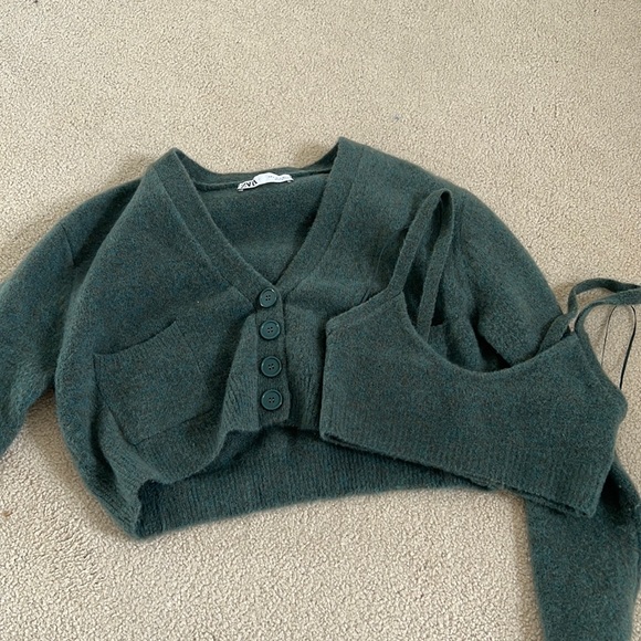 Zara Sweaters - Zara Cropped Cardigan + Bra